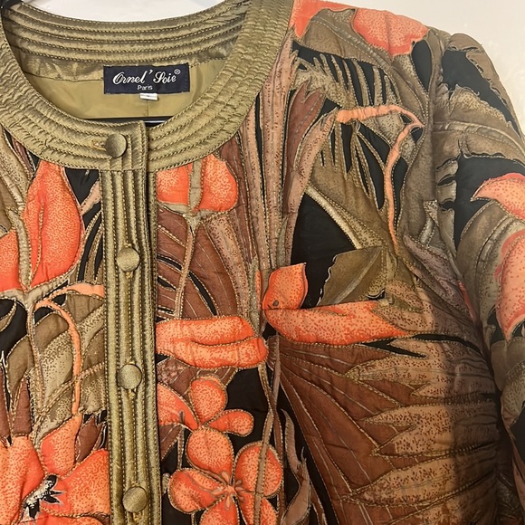 Vintage Ornel Soie Paris Silk Tropical Quilted Jacket 1 - Picture 2 of 7